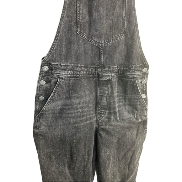 Old Navy Dark Gray Jean Overalls Straight Leg Raw Hem Size 10 Tall - Picture 4 of 6